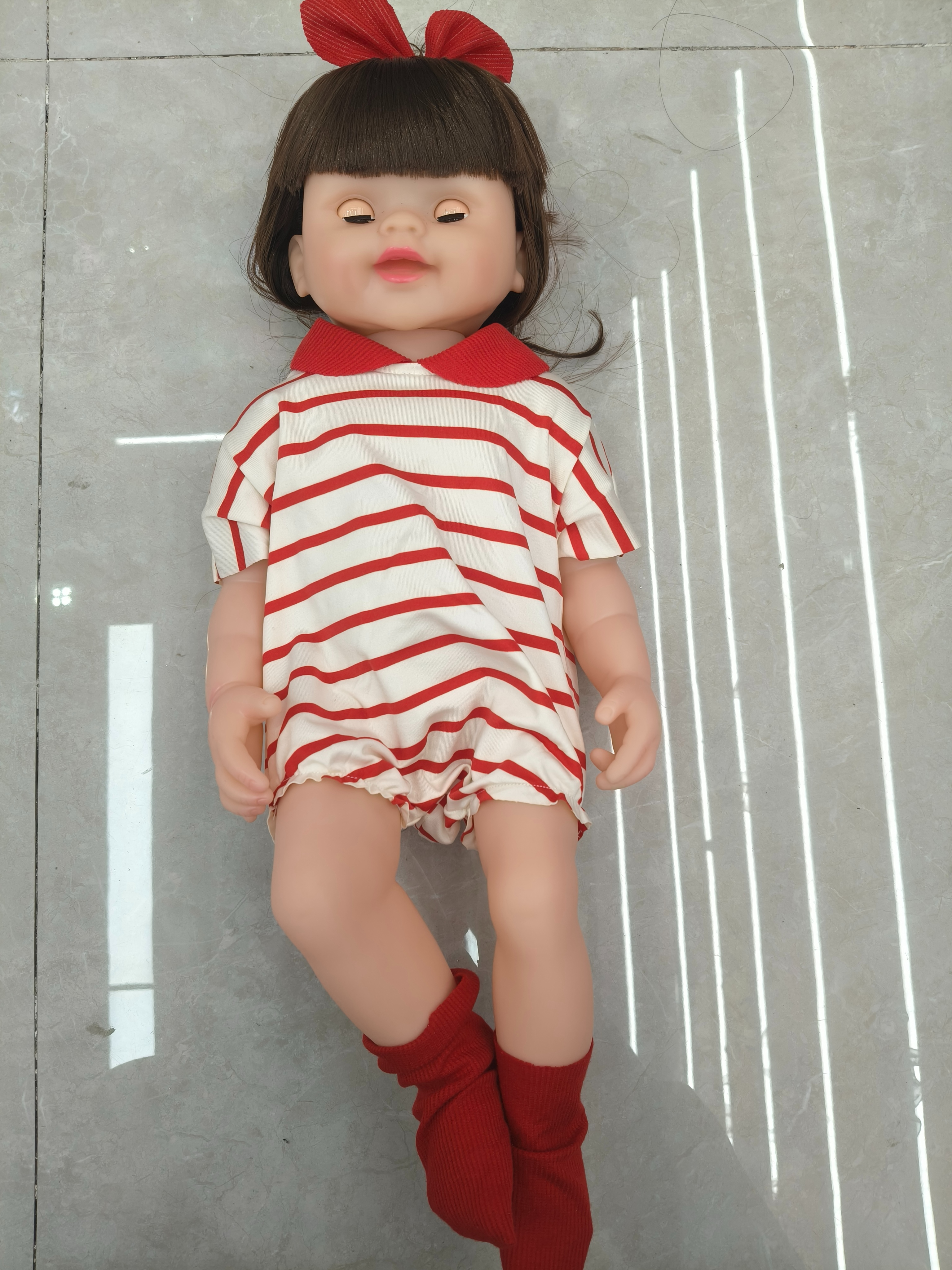 55 cm vinyl girl simulation doll plays house, baby doll accompanies princess toy birthday present details Picture