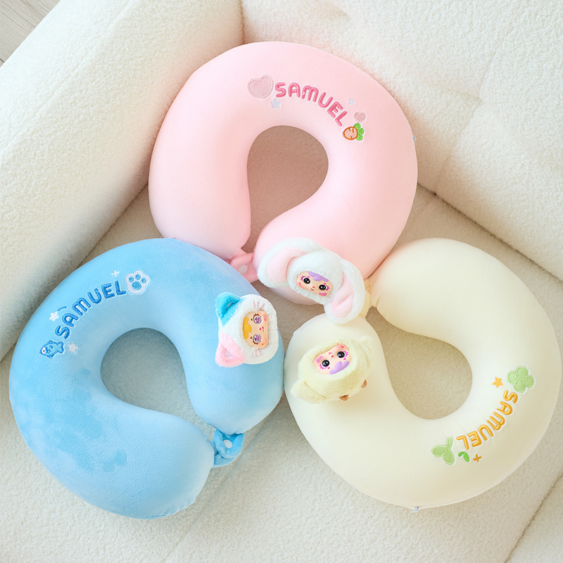 The cute and fun doll neck pillow is soft and comfortable, a must-have for your trip Item Picture