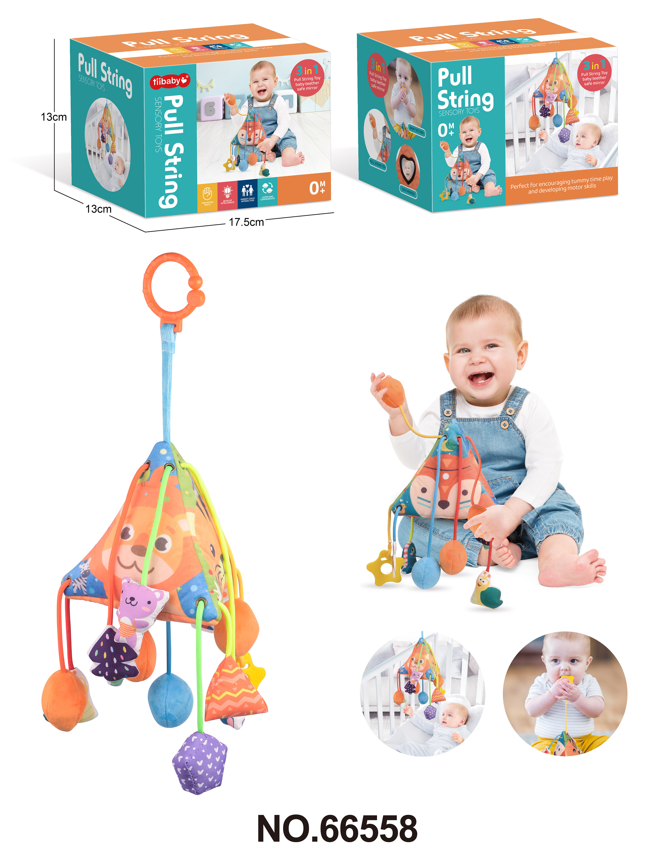 跨境婴幼儿挂件床头床铃摇铃布艺安抚玩具宝宝螃蟹动物抽纸拉拉乐