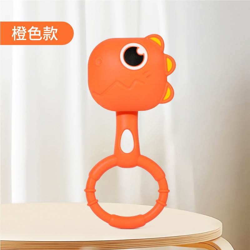婴儿玩具安抚手摇铃6-12个月智力开发新生儿床铃宝宝玩具 【恐龙硅胶手摇铃】