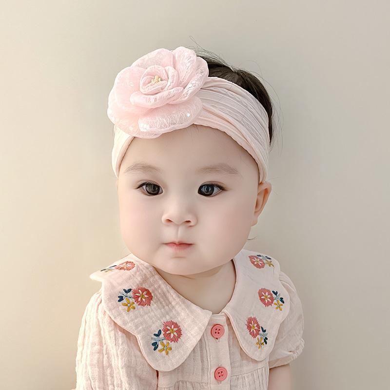 母婴用品婴儿发带夏季薄款女宝宝超萌可爱小花朵发饰新生女童护卤门帽子 详情图3