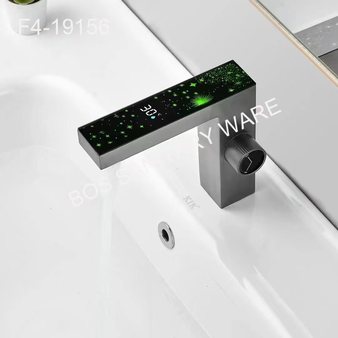 Full sky Star ambient light digital display faucet, space aluminum LED intelligent display temperature, cold and hot water basin faucet Application Scenario