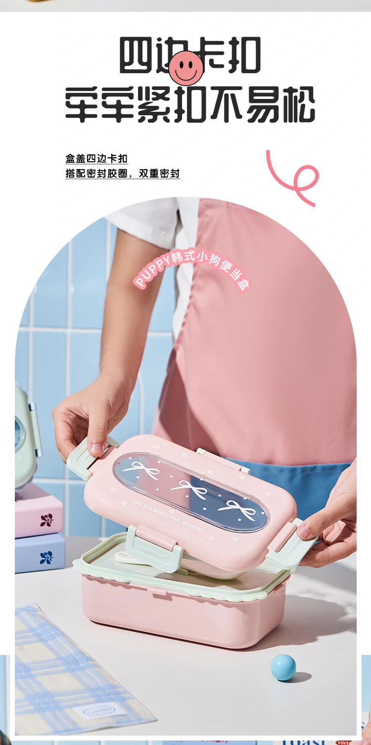 M04-6382 stainless steel lunch box, portable and creative fruit lunch box, compartmentalized lunch box with tableware detail image 8