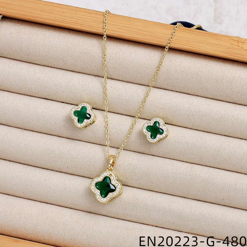 Jewelry set: Zircon crystal melon chain ring, two-piece set, copper material, fashionable and versatile zircon chain set details Picture