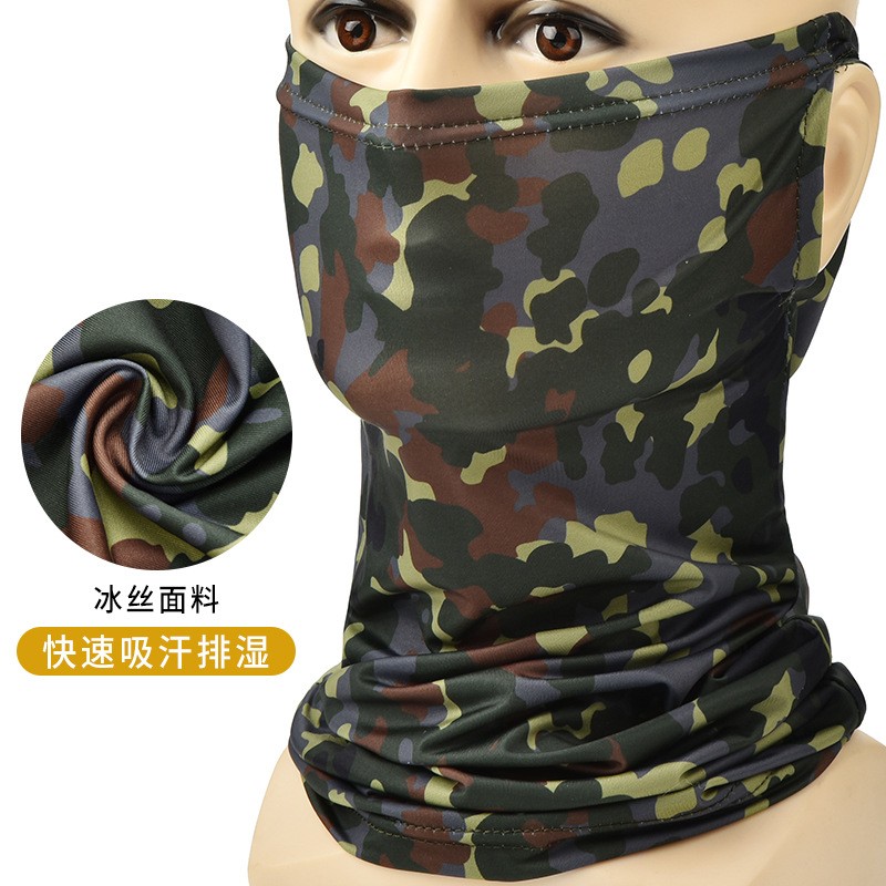 防晒脖套半脸面罩男遮阳冰丝围脖夏挂耳面纱骑行面巾脖子防护脸罩