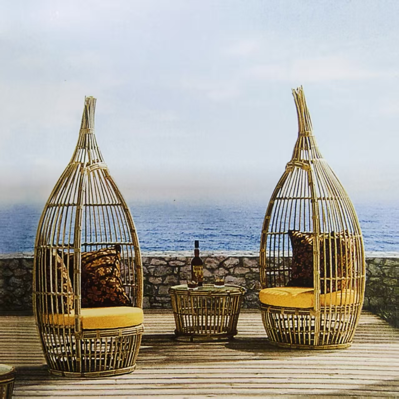 黄铜花架/公园椅/户外桌椅/木桌休闲/民族风印花马口铁产品图