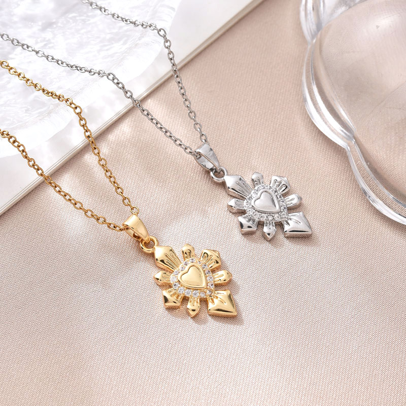 欧美跨境亚马逊外贸新款铜镀真金十字架项链饰品简约吊坠东南亚潮流百搭镶锆石详情1