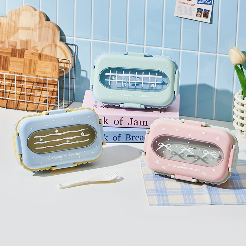 M04-6382 stainless steel lunch box, portable and creative fruit lunch box, compartmentalized lunch box with tableware