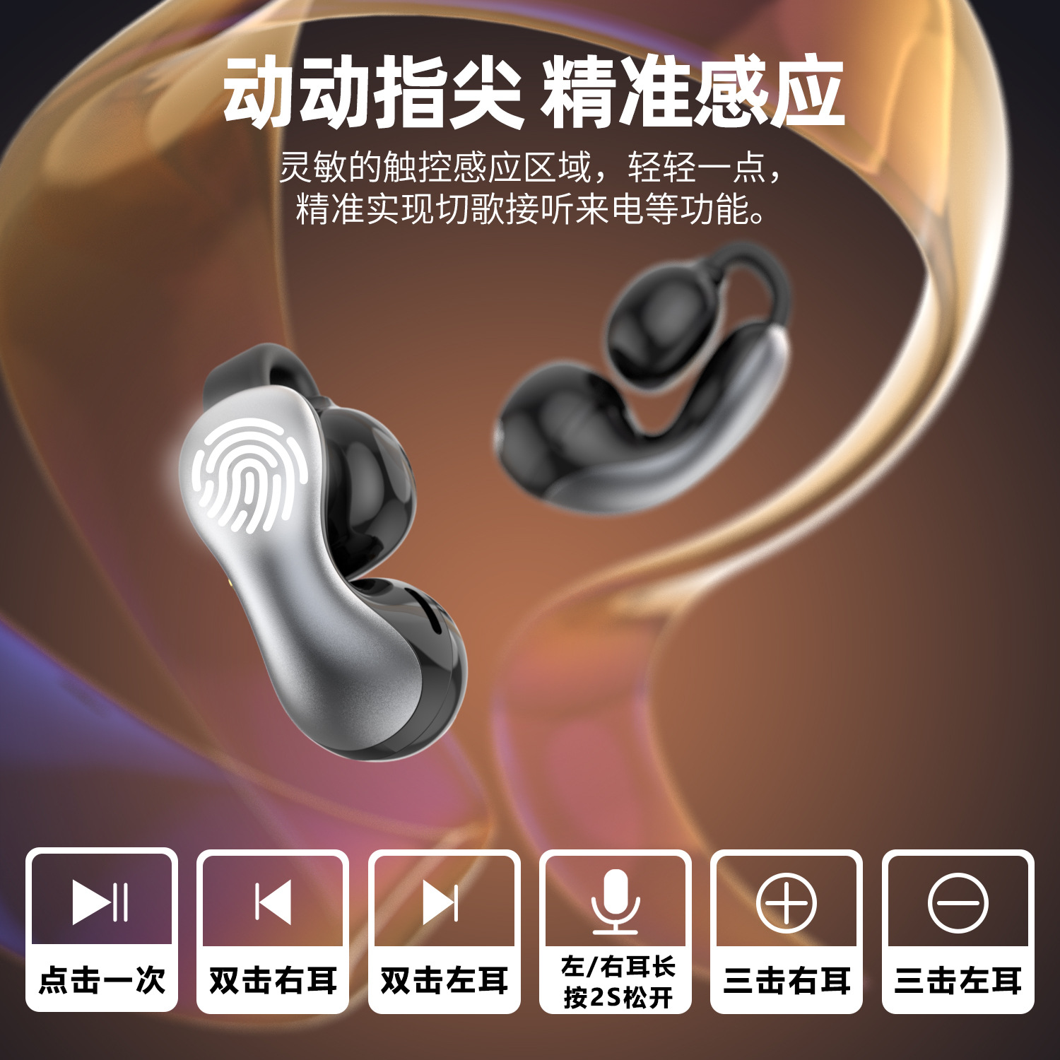 Ai Translation Smart Wireless Bluetooth Headphones Made Of Aluminum Alloy, Clear Driving Navigation, Music And Voice Quality, Call Clip Headphones, Wireless Headphone Clip details Picture