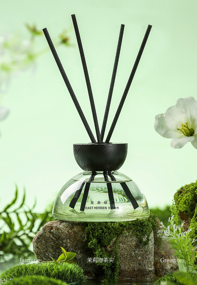 茶香无火香薰藤条批发，卧室卫生间适用，植物精油配方，持久留香除异味。详情7