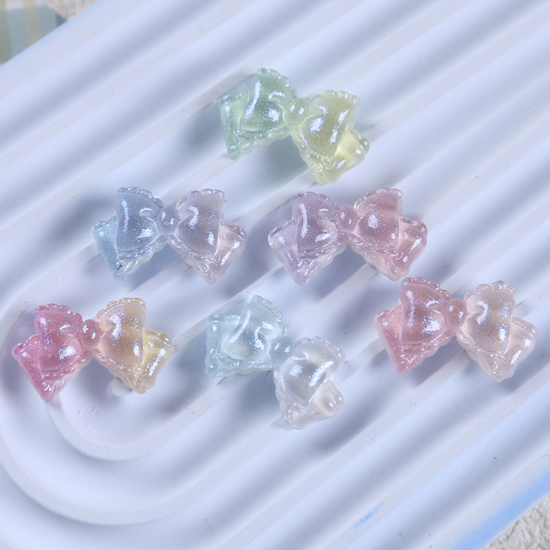 树脂配件批发diy配饰鞋扣手工材料水杯贴奶油胶发饰渐变色蝴蝶结 
