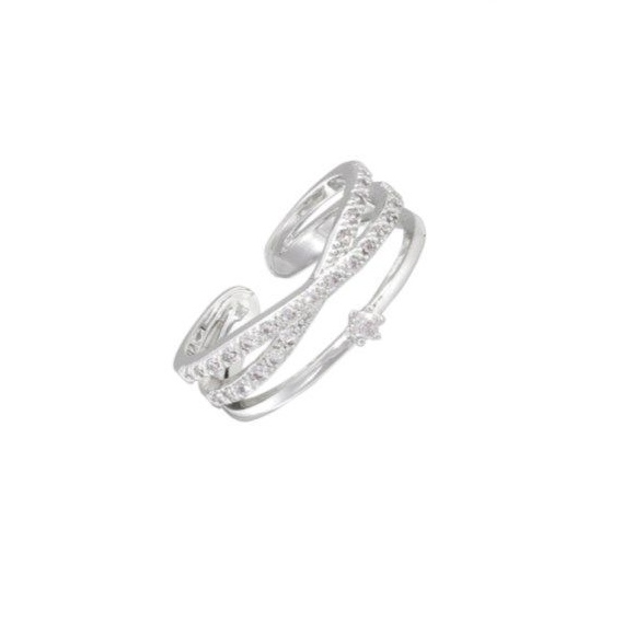 A female cross-zirconia double-layered ins niche and cold style index ring for your girlfriend on Valentine's Day Item Picture