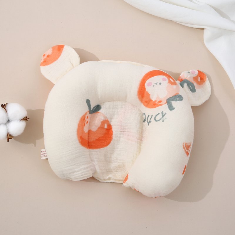 Cute cartoon U-shaped pillow for infants and toddlers, newborn babies, fun and fashionable pure cotton soft pillow, memory foam pillow custom product, pure cotton shaped pillow, anti-deviation correction, baby newborn baby U-shaped soothing pillow, breathable sleeping pad