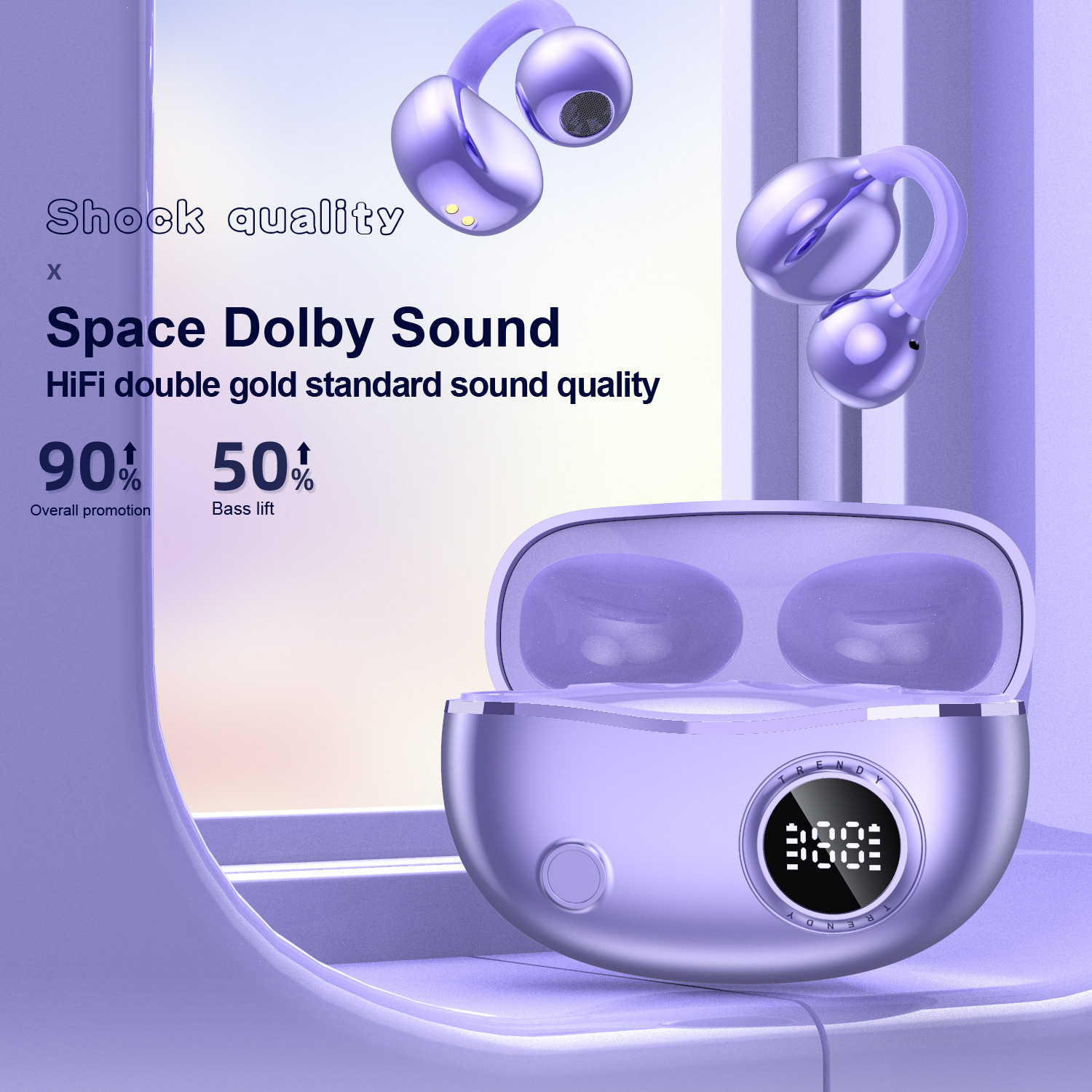Cross-Border Ai Translation Ows Ear-Clip Smart Bluetooth Headphones, Open Ear-Hanging Enc Noise-Cancelling Bass Earplugs