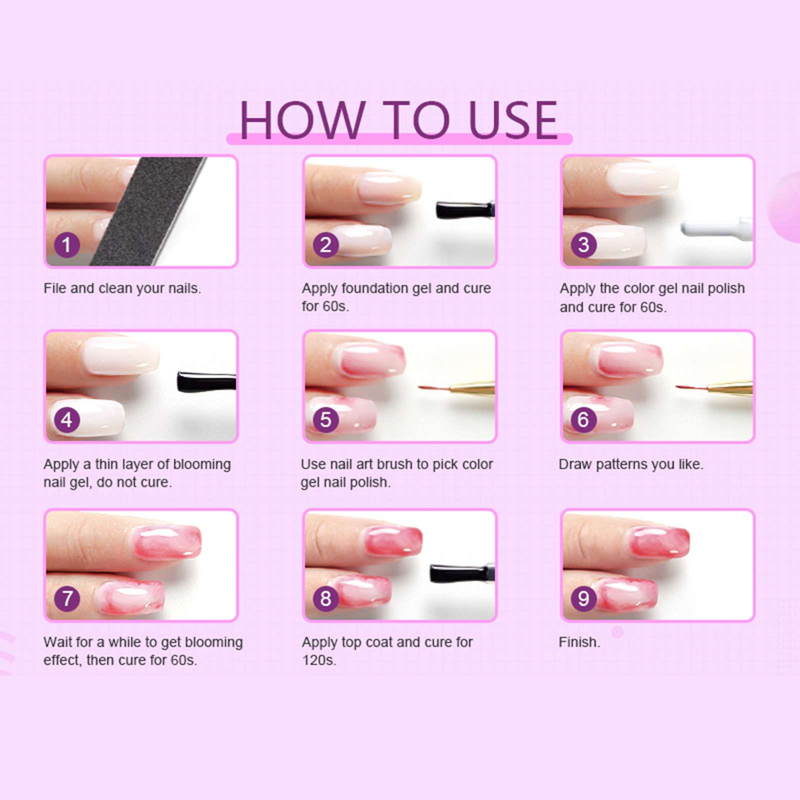 15ml nail polish gel, a transparent color rendering gel, pairs well with any base color to create a gradient blush and marble texture style Gelpolish detail image 7