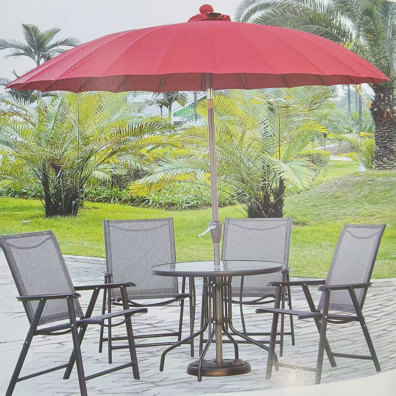 户外休闲家具金属桌椅藤沙发秋千太阳伞户外帐篷