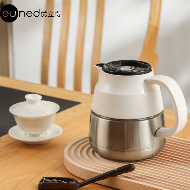 EUS000273 Youlide Tea Cake Simple Temperature Display stewed Teapot 900ml, inner 316 and outer 304 stainless steel inner liner + ceramic coating, professional stewed tea with long tea strainer