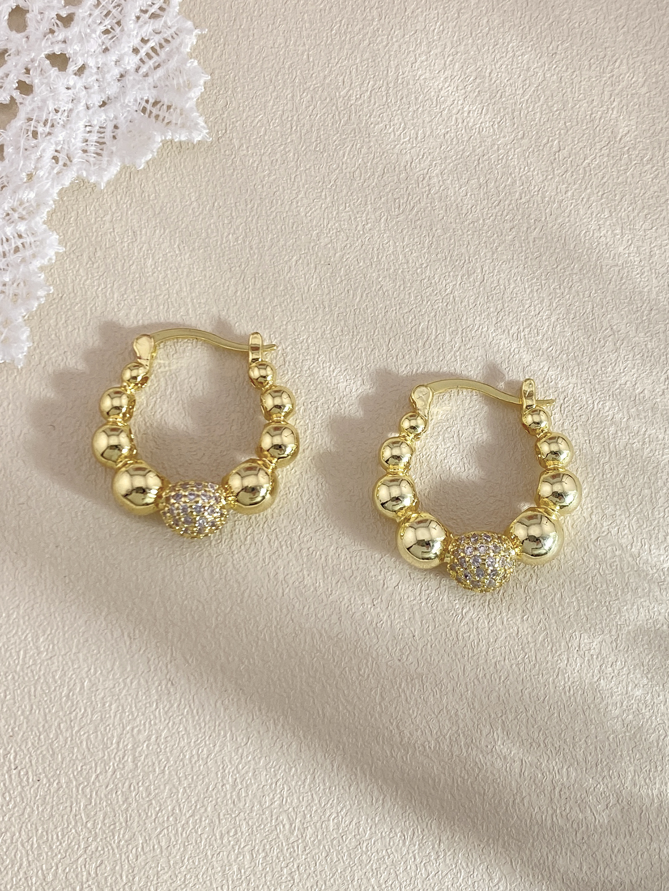 小众设计感微镶锆石几何圈圈耳环气质ins冷淡风耳圈个性时尚耳饰