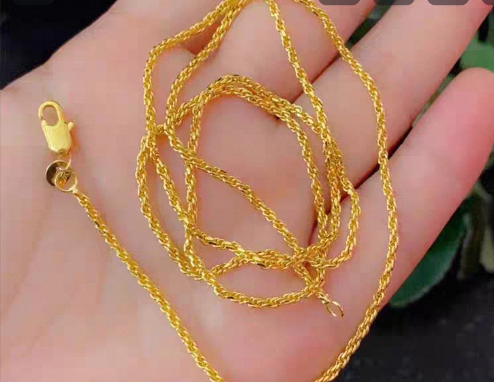 外贸专供，沙金百搭镀金锁骨链久不掉色女士项链素链拧丝麻花马鞭男拧绳链潮流饰品产品图