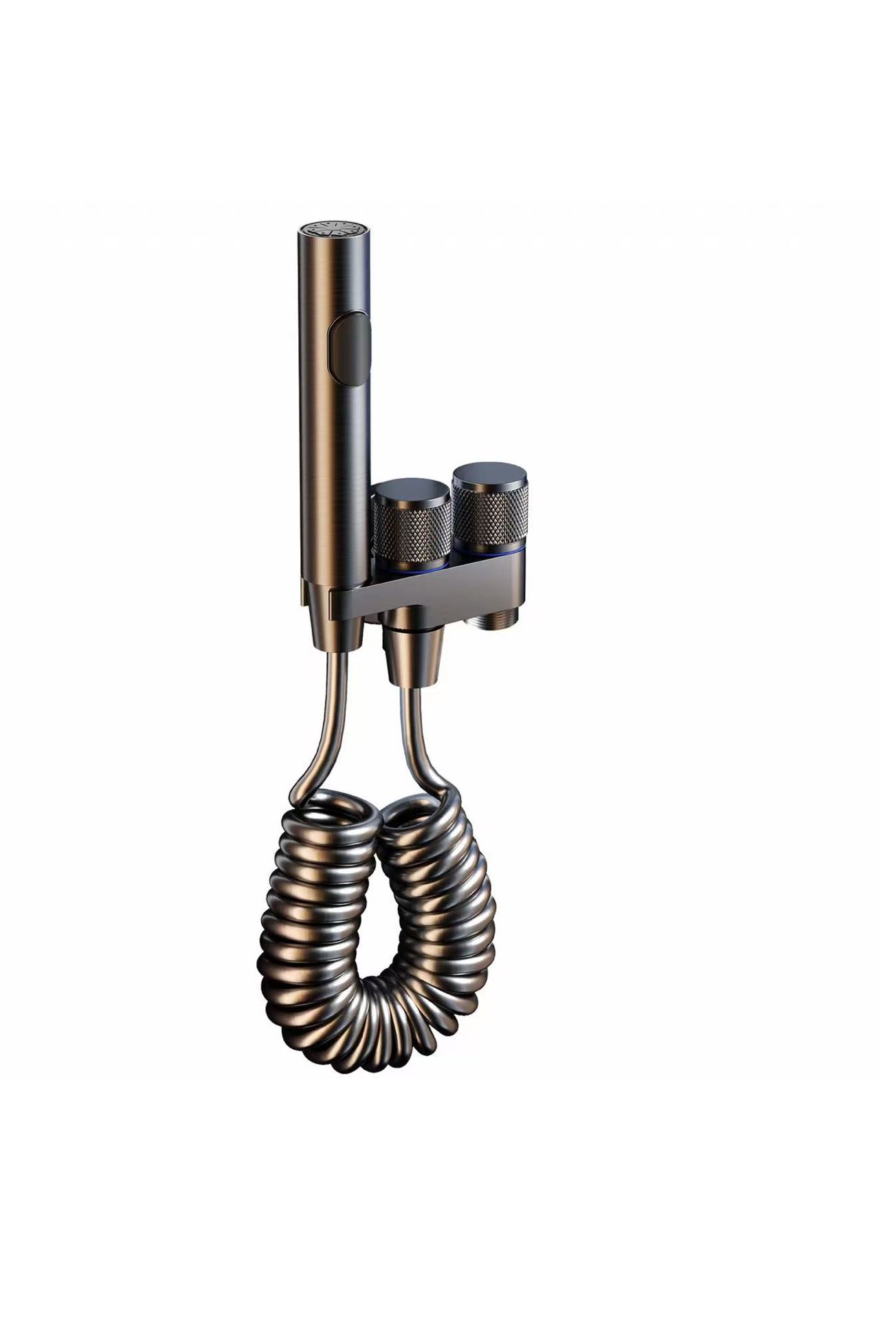 高档马桶伴侣一进二出双控增压喷枪卫生间厕所双出角阀套装