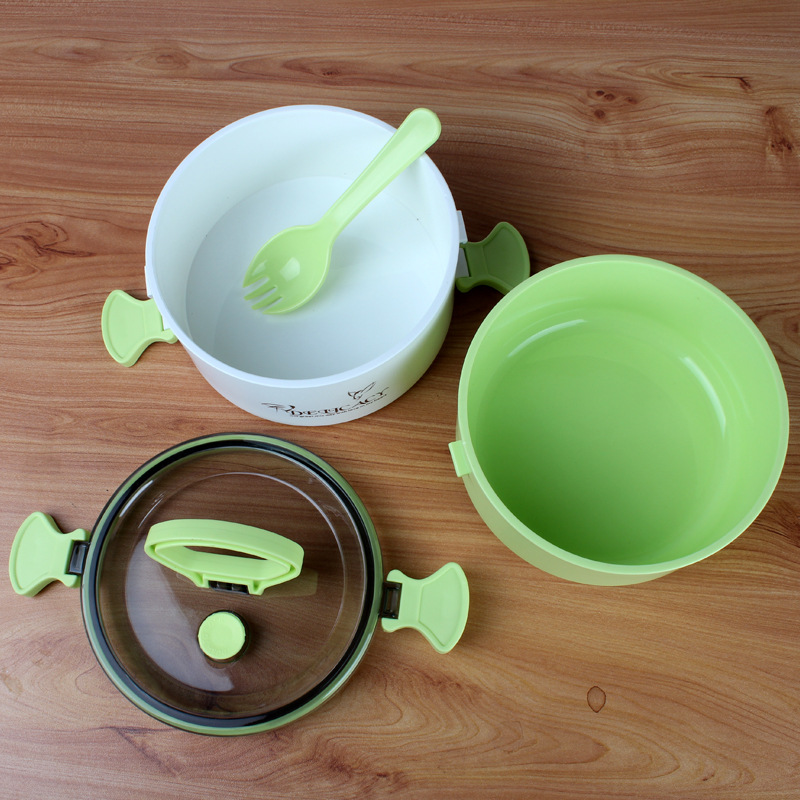 Single-layer portable lunch box, microwave oven, compartments, creative bento box, adult and student round instant noodle lunch box Specification image