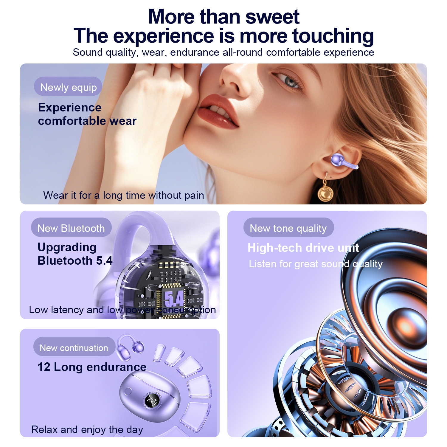 Cross-Border Ai Translation Ows Ear-Clip Smart Bluetooth Headphones, Open Ear-Hanging Enc Noise-Cancelling Bass Earplugs Application Scenario