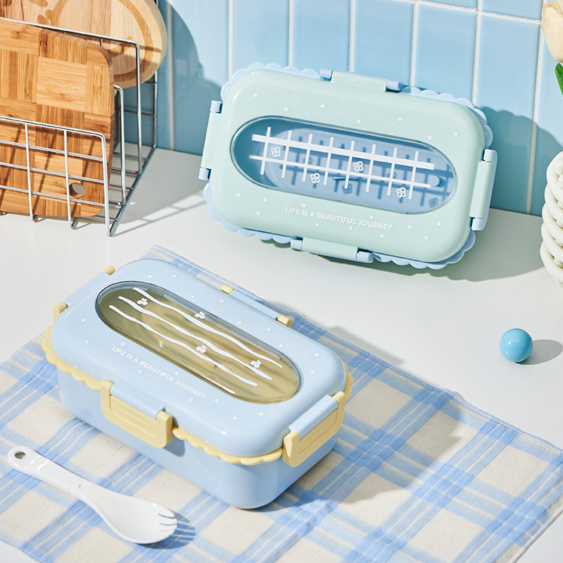 M04-6382 stainless steel lunch box, portable and creative fruit lunch box, compartmentalized lunch box with tableware details Picture