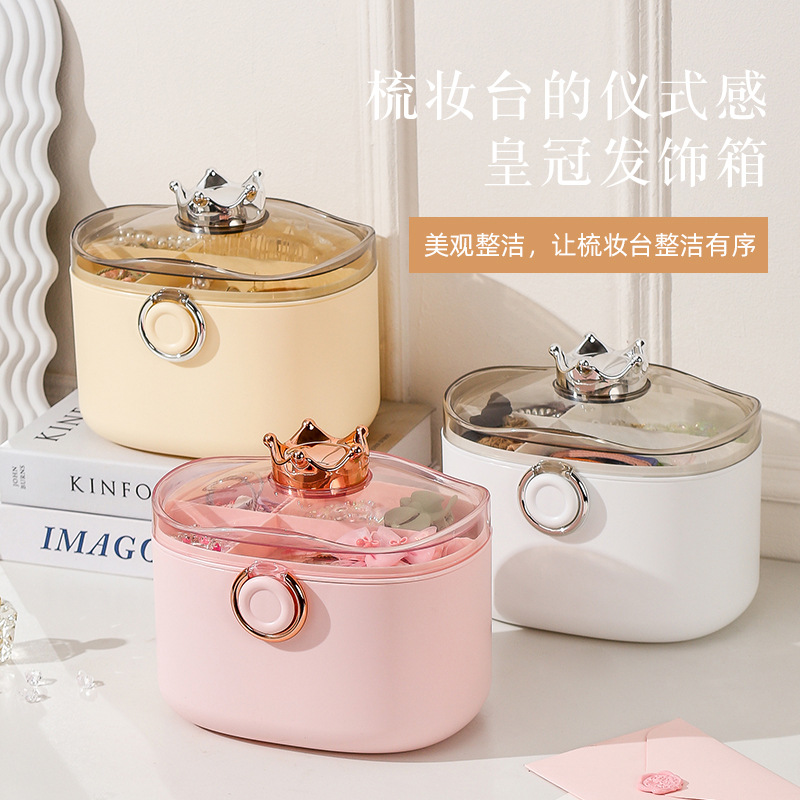 R42-M2401皇冠收纳盒儿童发饰收纳盒皮筋发卡手账可爱头绳饰品桌面百宝箱产品图