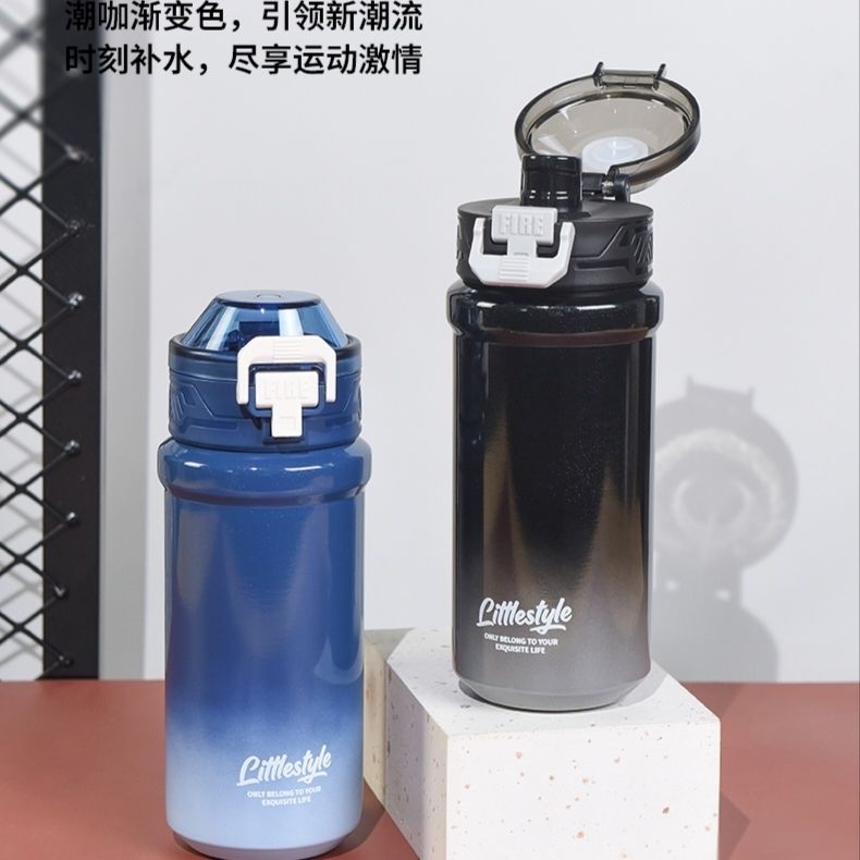 Stainless steel sports insulated cup, large-capacity portable car for male and female students' fitness, high appearance level straw outdoor water cup details Picture