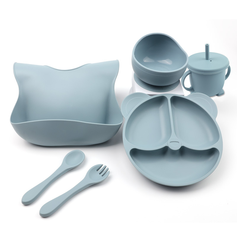 儿童硅胶环保健康餐盘蓝色