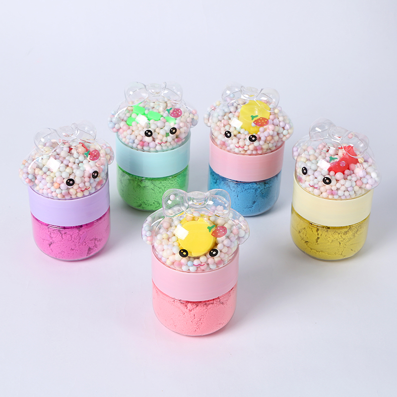 工厂直销萌趣罐子太空沙，棉花沙玩具，跨境外贸，6色可选