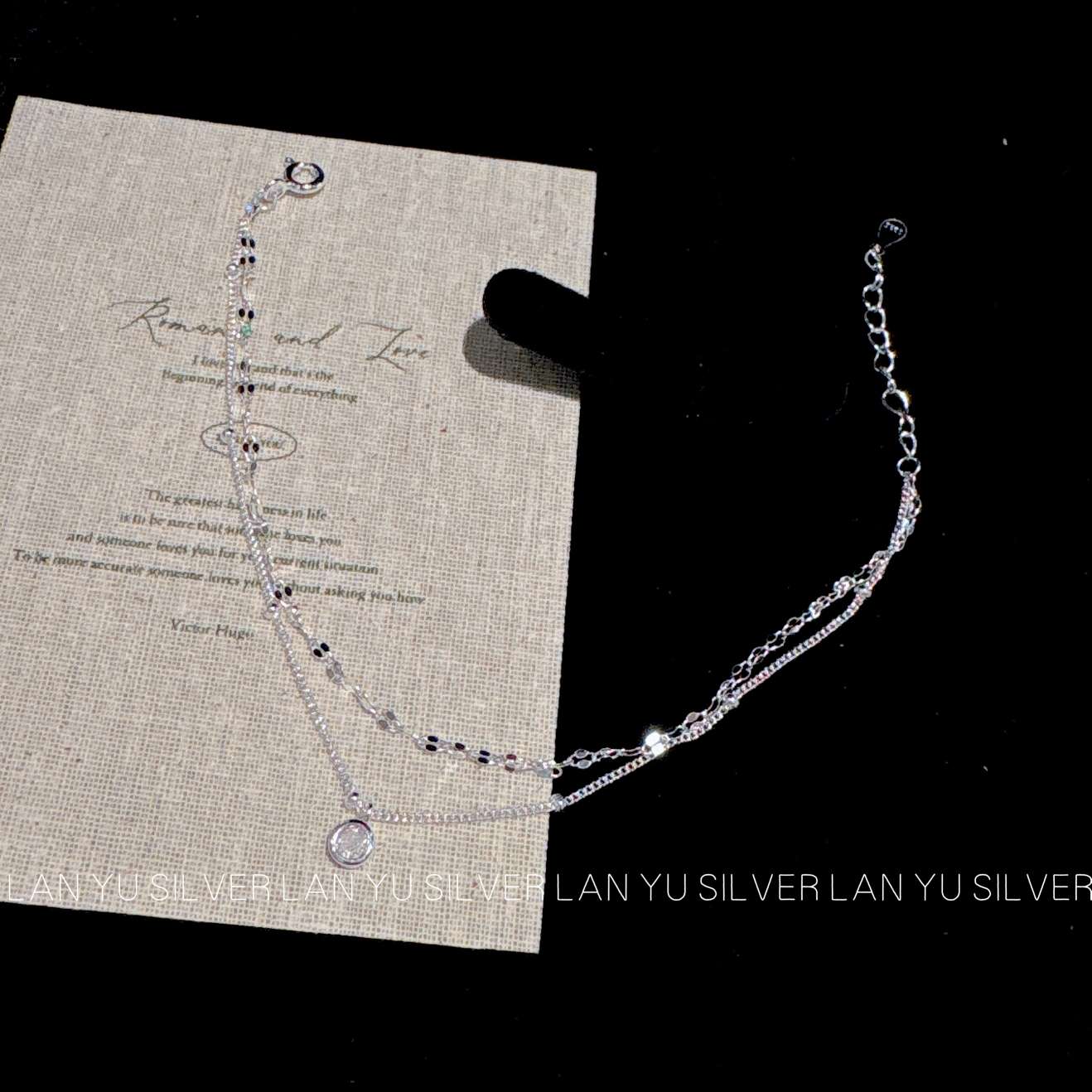 S925通体纯银锆石简约手链女 双层手饰时尚手链饰品礼物产品图