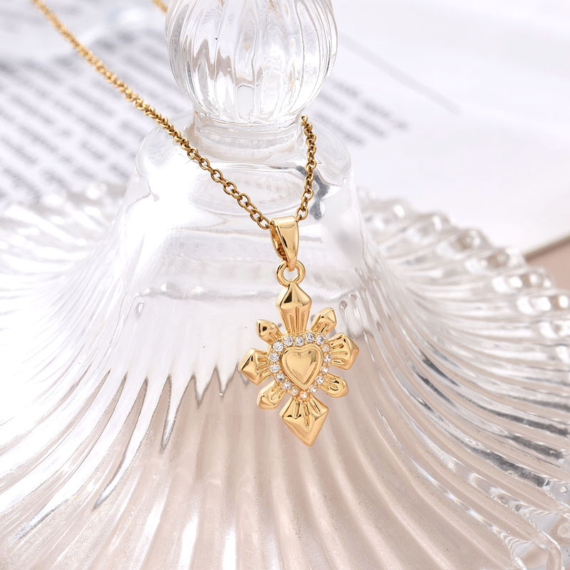 欧美跨境亚马逊外贸新款铜镀真金十字架项链饰品简约吊坠东南亚潮流百搭镶锆石详情3