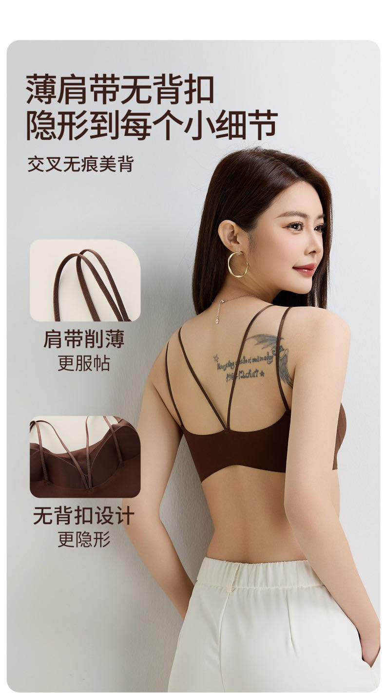 Underwear ice silk, seamless jelly strips, lifting straps, and a beautiful back undefined