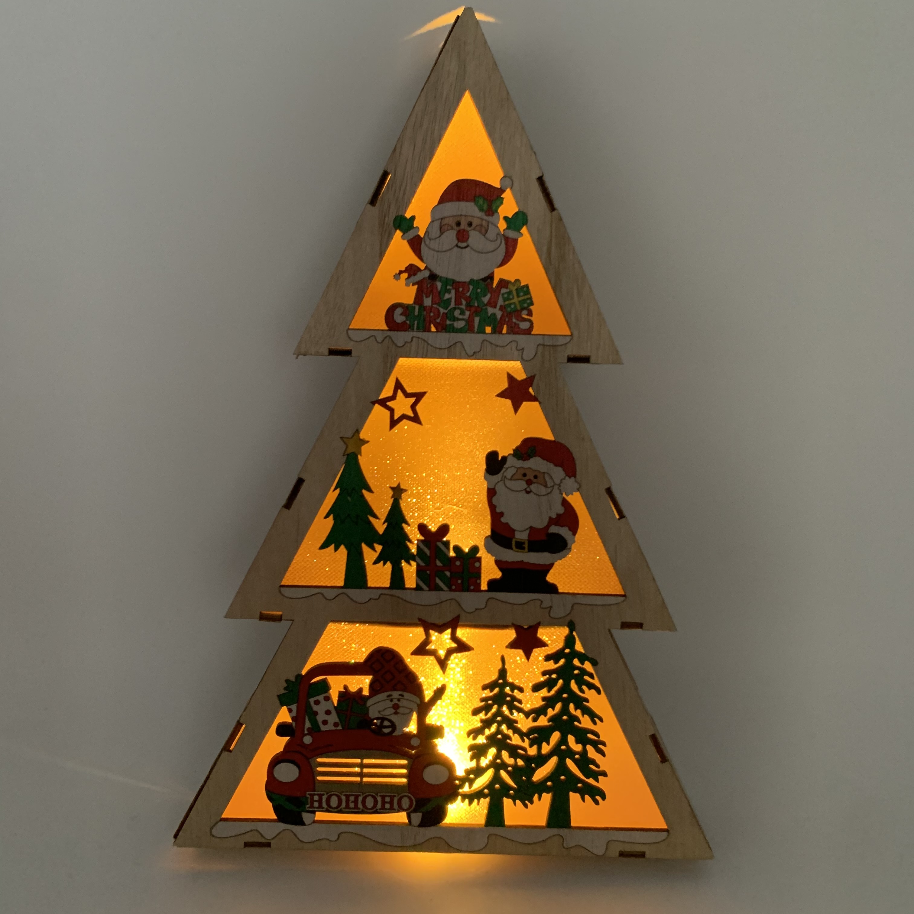Christmas decorative items with lights, Christmas tree shapes, Santa Claus and snowman Application Scenario