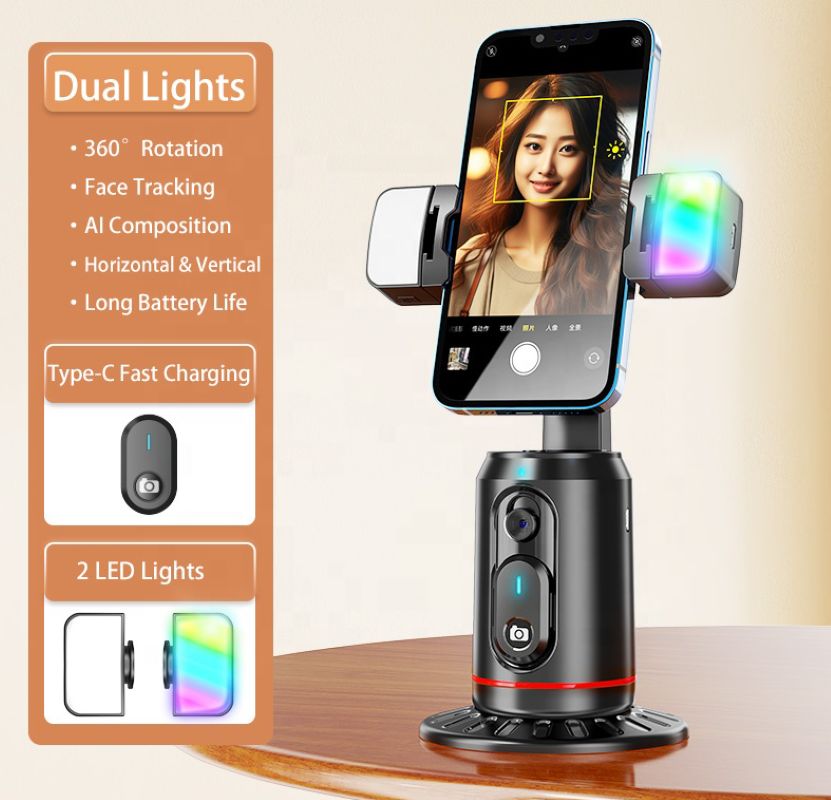QO2 AI Tripod Selfie Stick 360 Rotation Phone Holder Auto Face Tracking Gimbal Camera Phone Shooting Face Remote details Picture