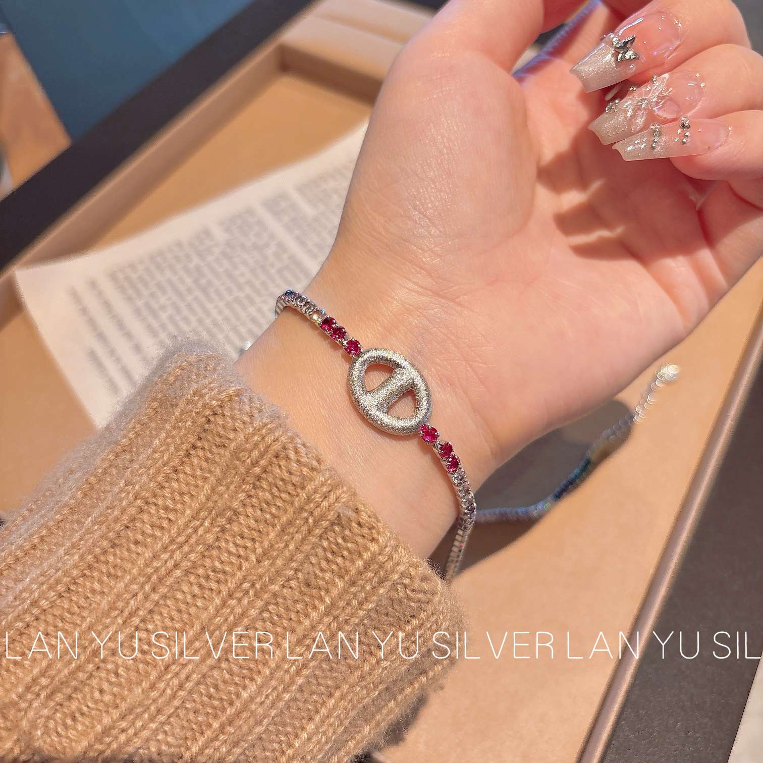 S925通体纯银手链女韩版简约手饰锆石手链手链潮流配饰细节图