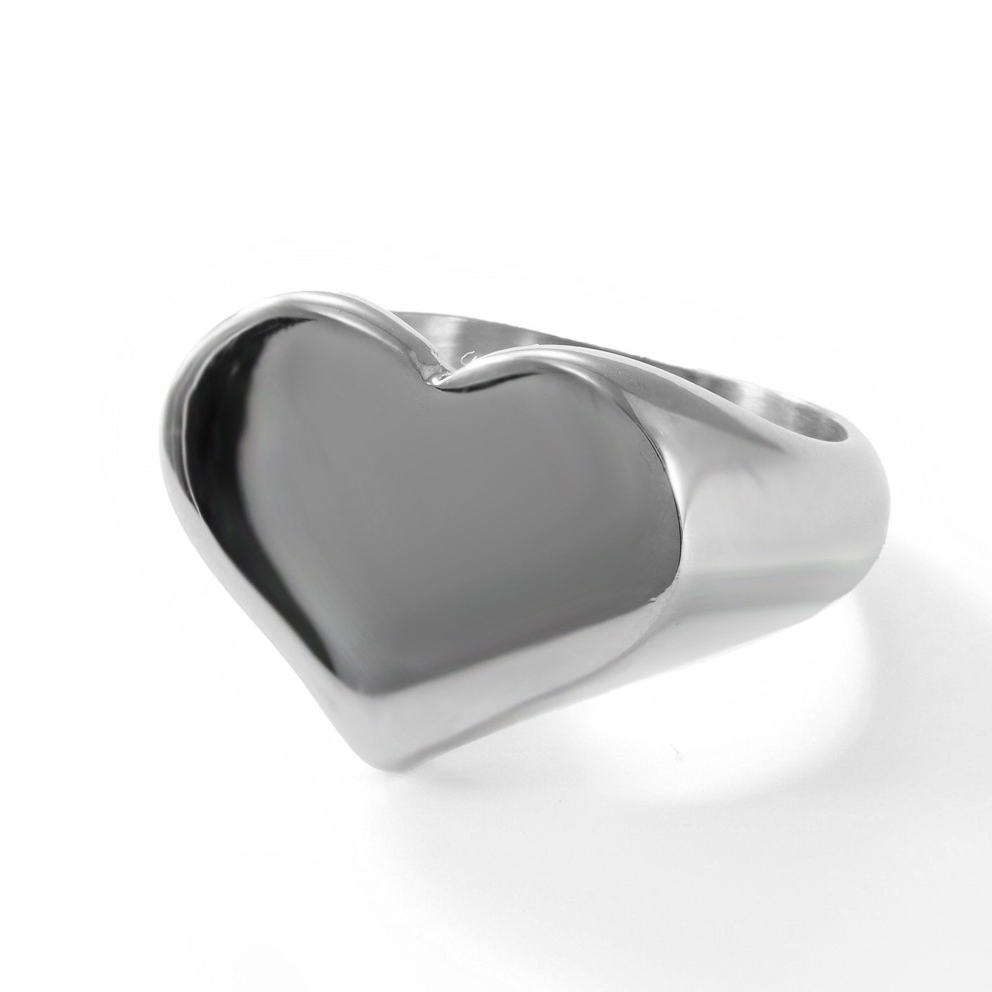 不锈钢爱心戒指铸造 光面精工抛光闭口钛钢指环 欧美热销 男士朋克夸张复古工艺戒指