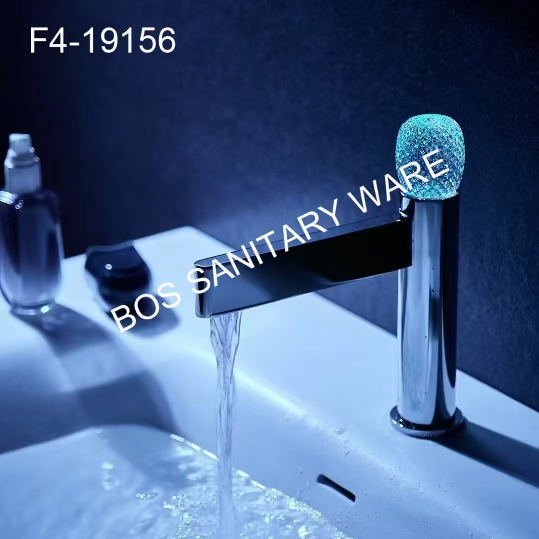 All-copper crystal ball handle washbasin faucet, hot and cold hotel countertop, washbasin, bathroom ambient light faucet pic 3