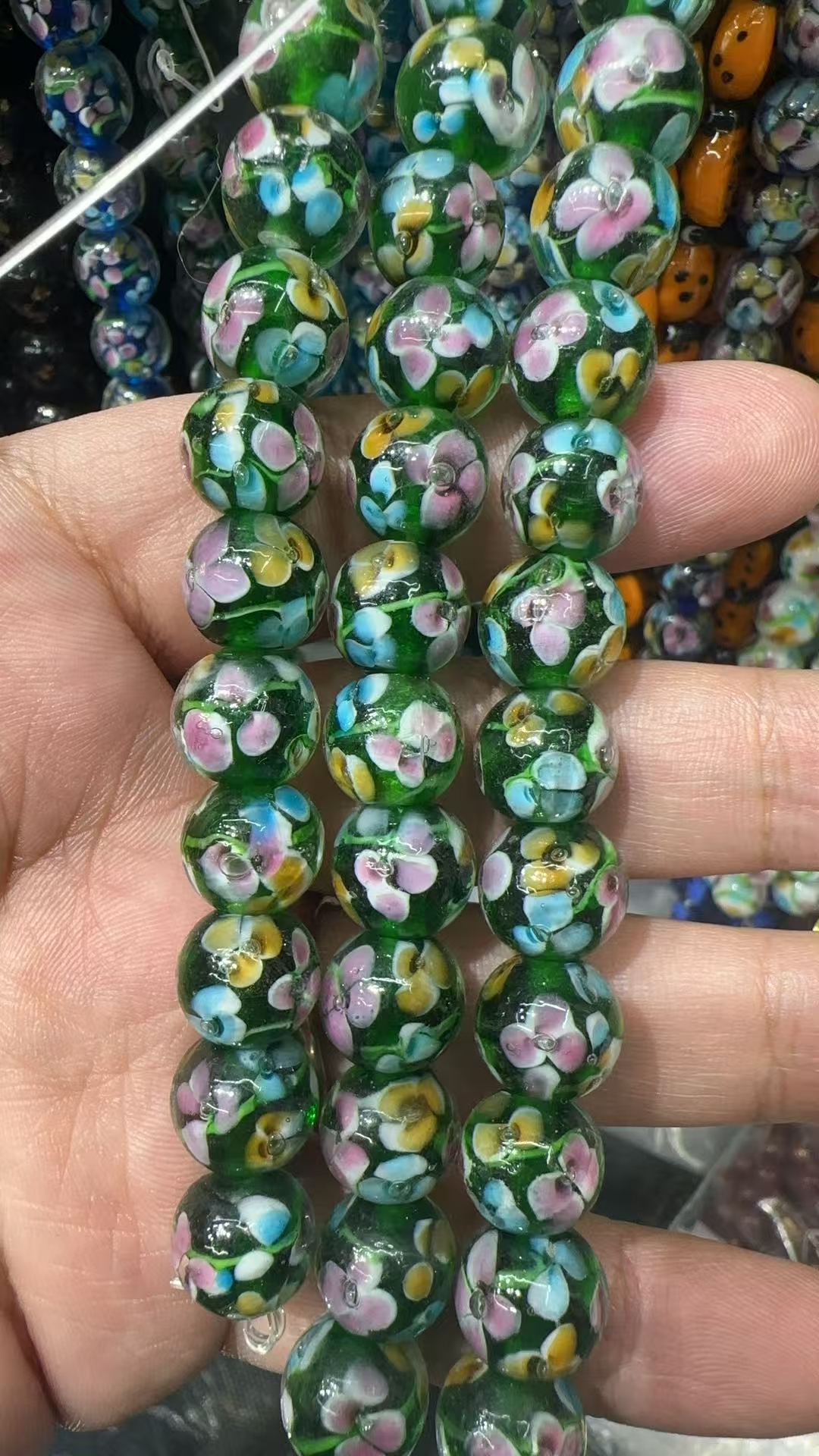 工艺品，礼品，玻璃工艺品，琉璃珠，琉璃饰品，饰品配件，手链项链配珠，12厘多花琉璃珠，DH-2产品图