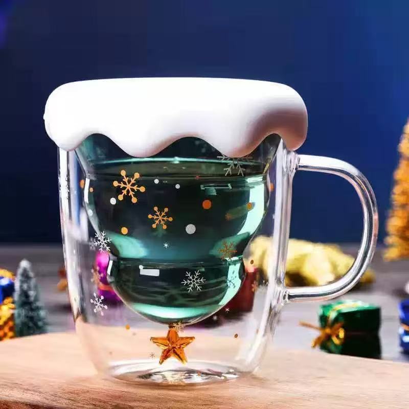 高鹏玻璃杯圣诞玻璃高硼玻璃磨砂星空创意水杯家用茶杯耐热耐摔高鹏玻璃杯悠悠玻璃高硼玻璃杯玻璃磨砂杯星空玻璃杯