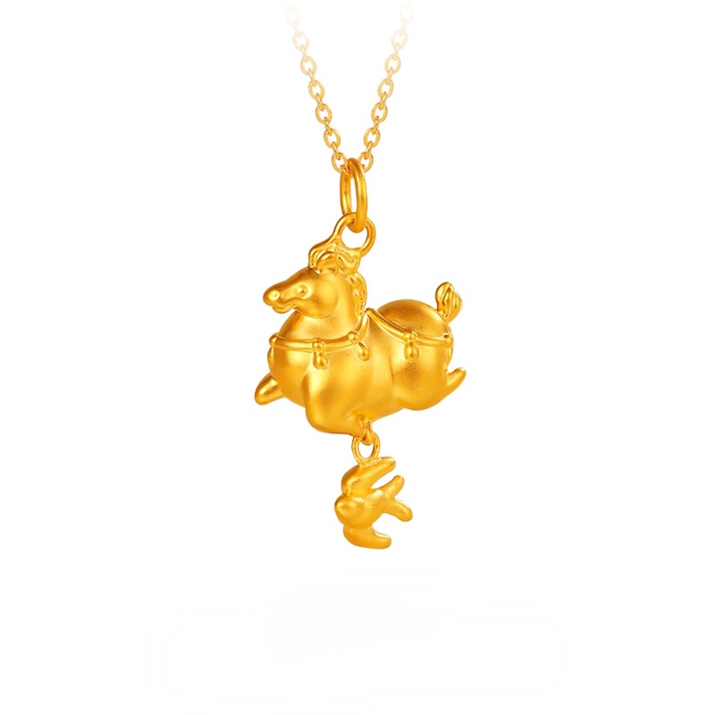 Wholesale of the same style of new Chinese-style national design, ethnic style, horse tramping on Flying swallows, exquisite sand gold collarbone necklace, women's jewelry as in the gold store detail image 5