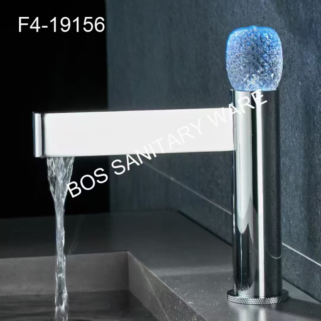 All-copper crystal ball handle washbasin faucet, hot and cold hotel countertop, washbasin, bathroom ambient light faucet