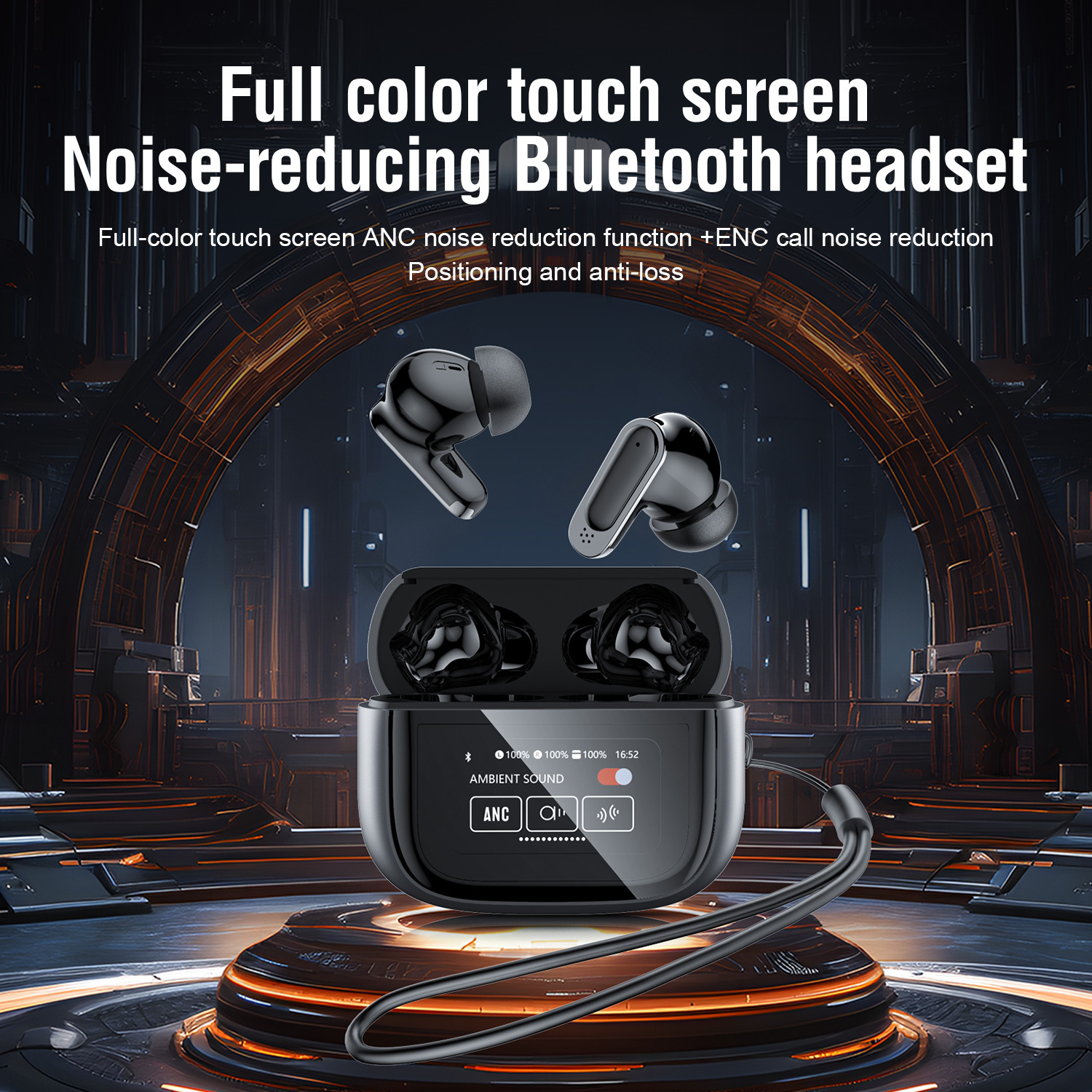 Ai Translation Bluetooth Headphones, Cross-Border Private Model Anc Noise-Cancelling Bluetooth Headphones, Lcd Touch Screen, Tws Wireless Call, Deep Bass, Smart E-Sports Style, Low Latency details Picture