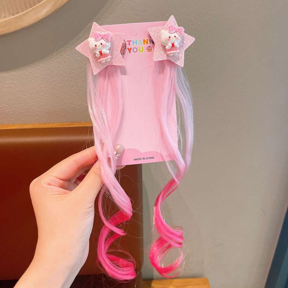 Children's little Pony gradient wig, braided hair clip, girl side clip hair accessory, cute headwear for girls and babies Application Scenario