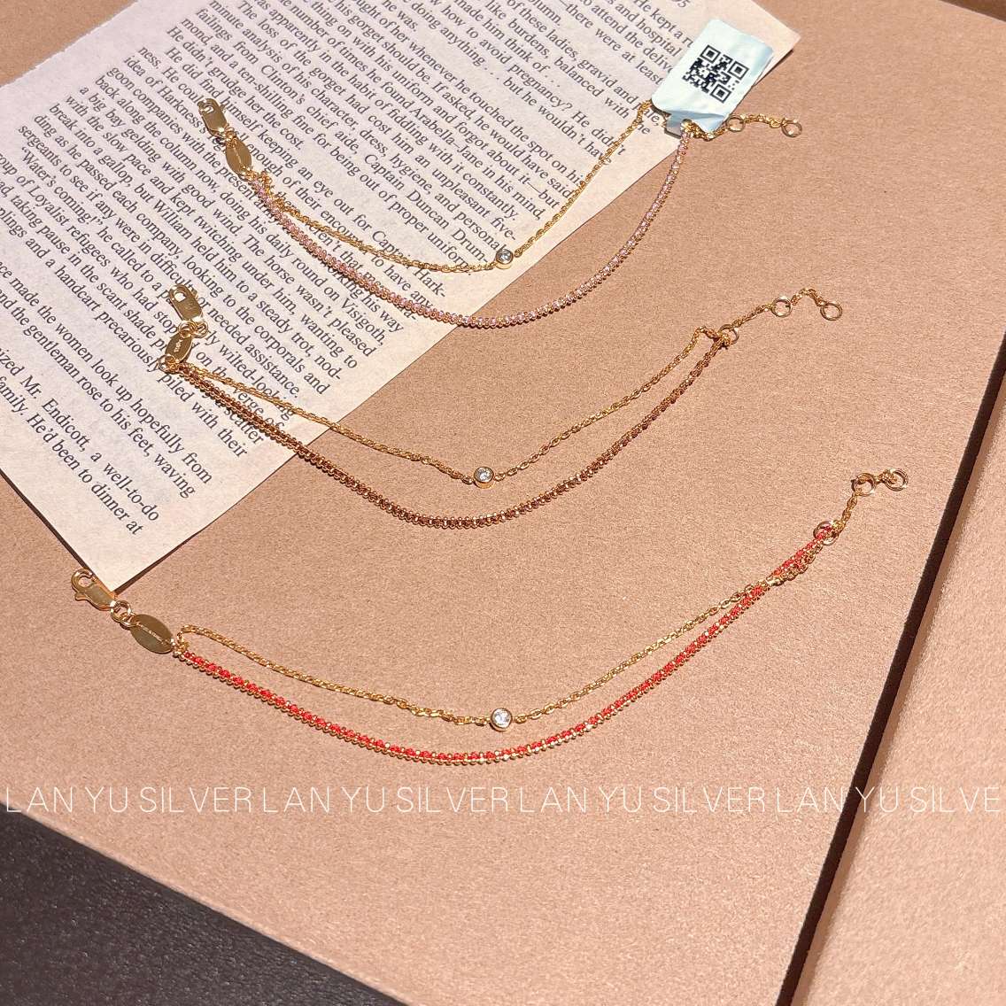 S925通体纯银电镀真金双层手链 手饰锆石时尚手链饰品潮流配饰