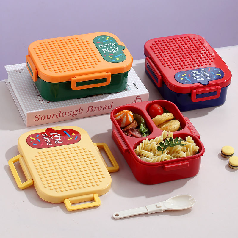 Children, students, adults DIY separated lunch boxes, cartoon-shaped lunch boxes, building blocks, self-prepared portable and cute lunch boxes, food storage boxes