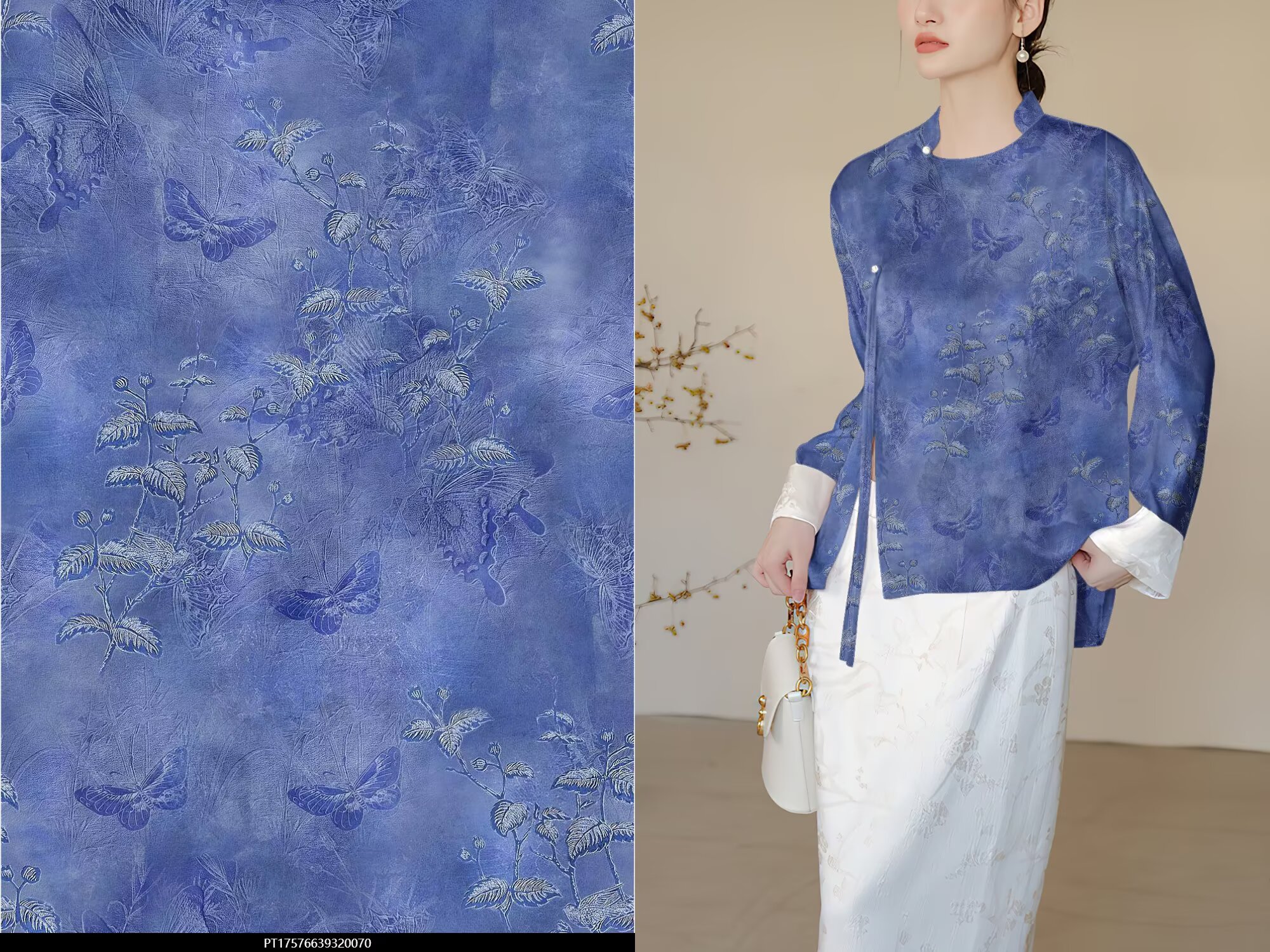 2025国风秋冬人丝雪尼尔金属丝印花布色丁印花面料数码印印花布匹印花面料34