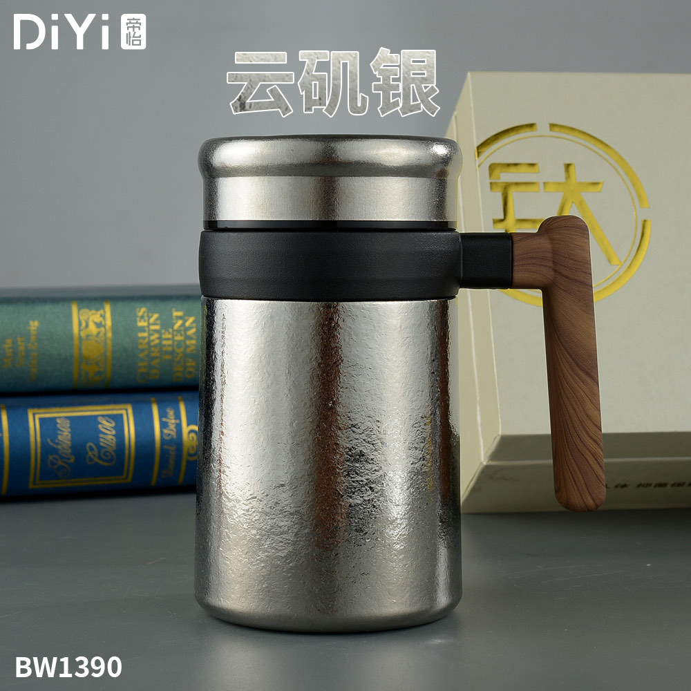 Reliable "Titanium" office drinking water DY-BW1390 Diyi Pure Titanium Office Cup Pure Titanium Tea strainer, drink more refreshing. Pure titanium inside and out, fresh-keeping and antibacterial, suitable for brewing everything Specification image