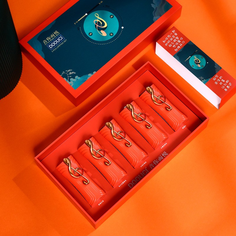 DOOUCI "Yin Ni Yue Yue" Valentine's Day Creative Orange Moisturizing and easy-to-apply carved Lipstick Set, beginner Lipstick Gift box set, Exquisite carved Lipstick set, Lipstick set manufacturer wholesale Lipstick set details Picture